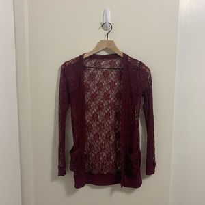 Maroon lace cardigan